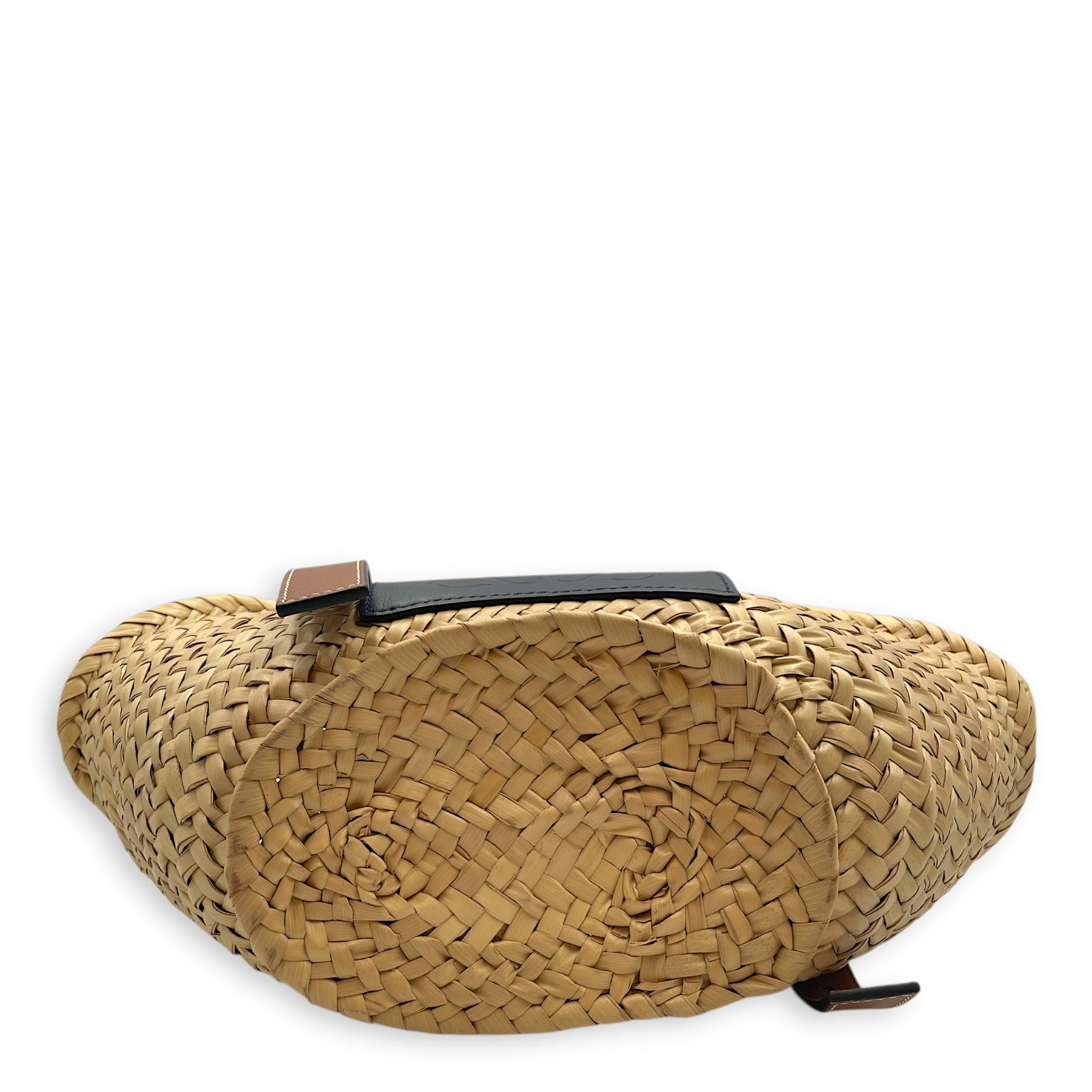Basket Brown Top Handle Bag in Rattan, Silver hardware