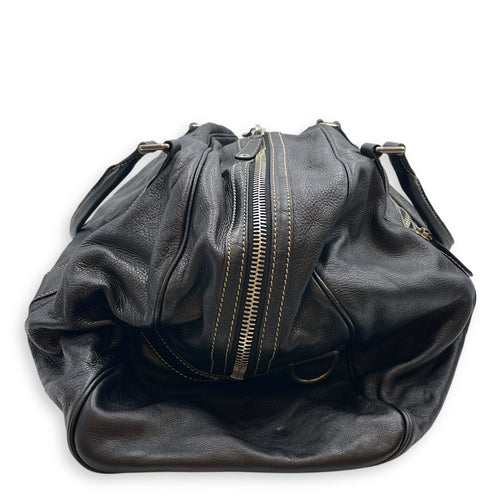 Duffle Black Bag in Calfskin, Silver hardware