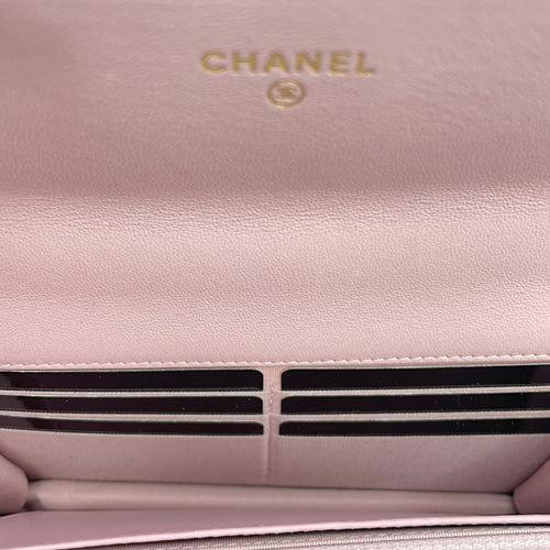 CC Pink Wallet on Chain in Lambskin, Tri-tone hardware hardware