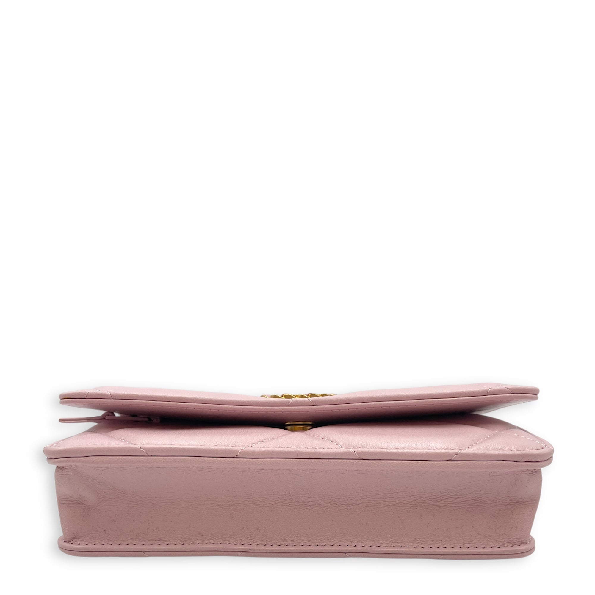 CC Pink Wallet on Chain in Lambskin, Tri-tone hardware hardware