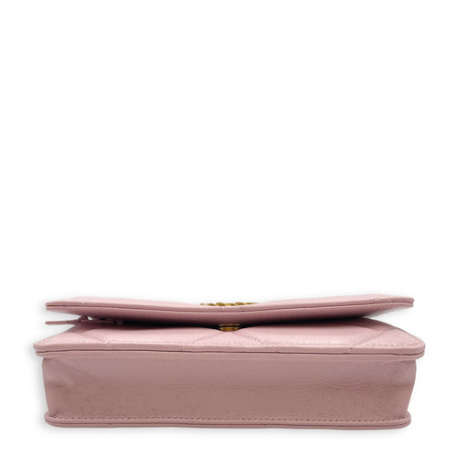CC Pink Wallet on Chain in Lambskin, Tri-tone hardware hardware