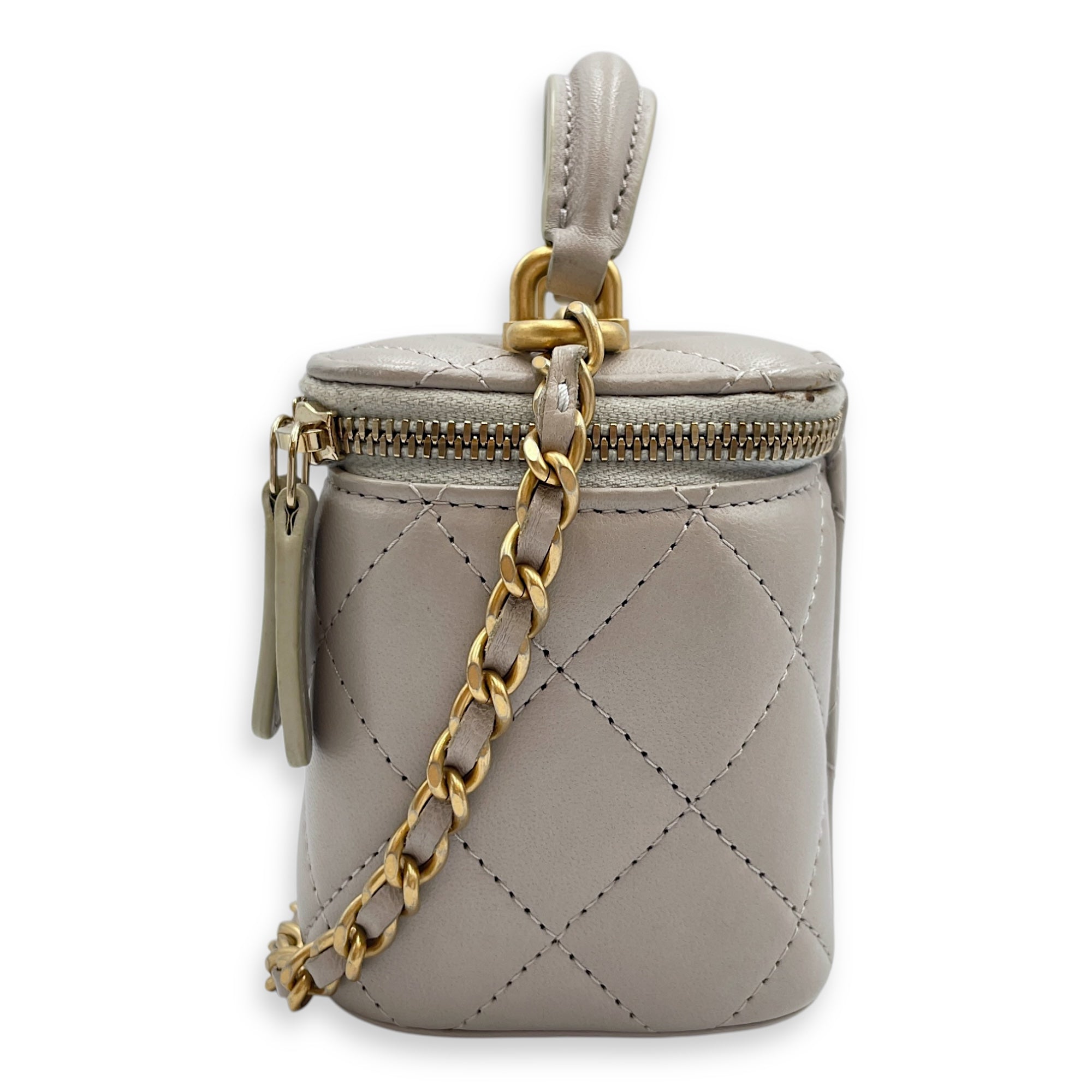 CC Mini Grey Vanity Bag in Lambskin, Gold hardware