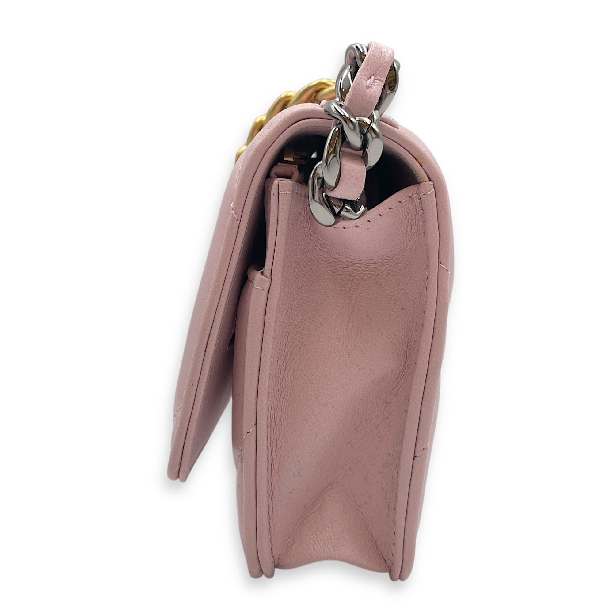 CC Pink Wallet on Chain in Lambskin, Tri-tone hardware hardware