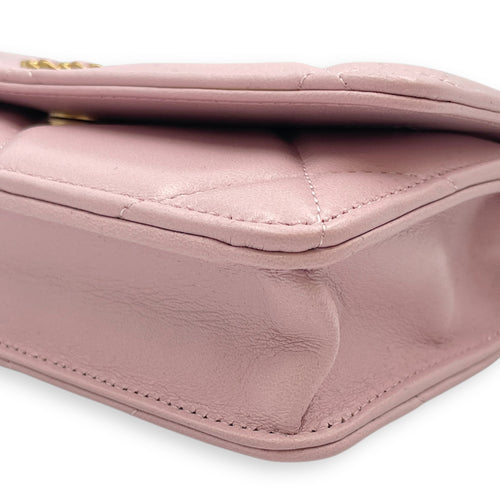 CC Pink Wallet on Chain in Lambskin, Tri-tone hardware hardware