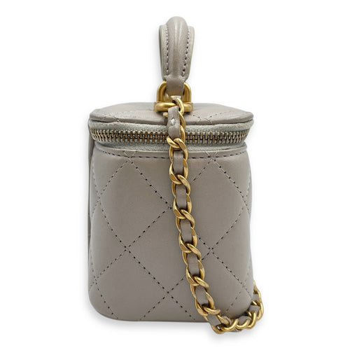 CC Mini Grey Vanity Bag in Lambskin, Gold hardware