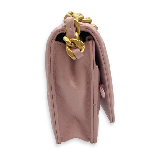 CC Pink Wallet on Chain in Lambskin, Tri-tone hardware hardware