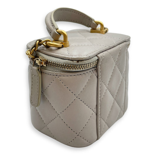 CC Mini Grey Vanity Bag in Lambskin, Gold hardware