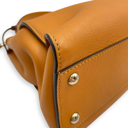 Peekaboo Medium Yellow Shoulder Bag in Calfskin, Silver hardware