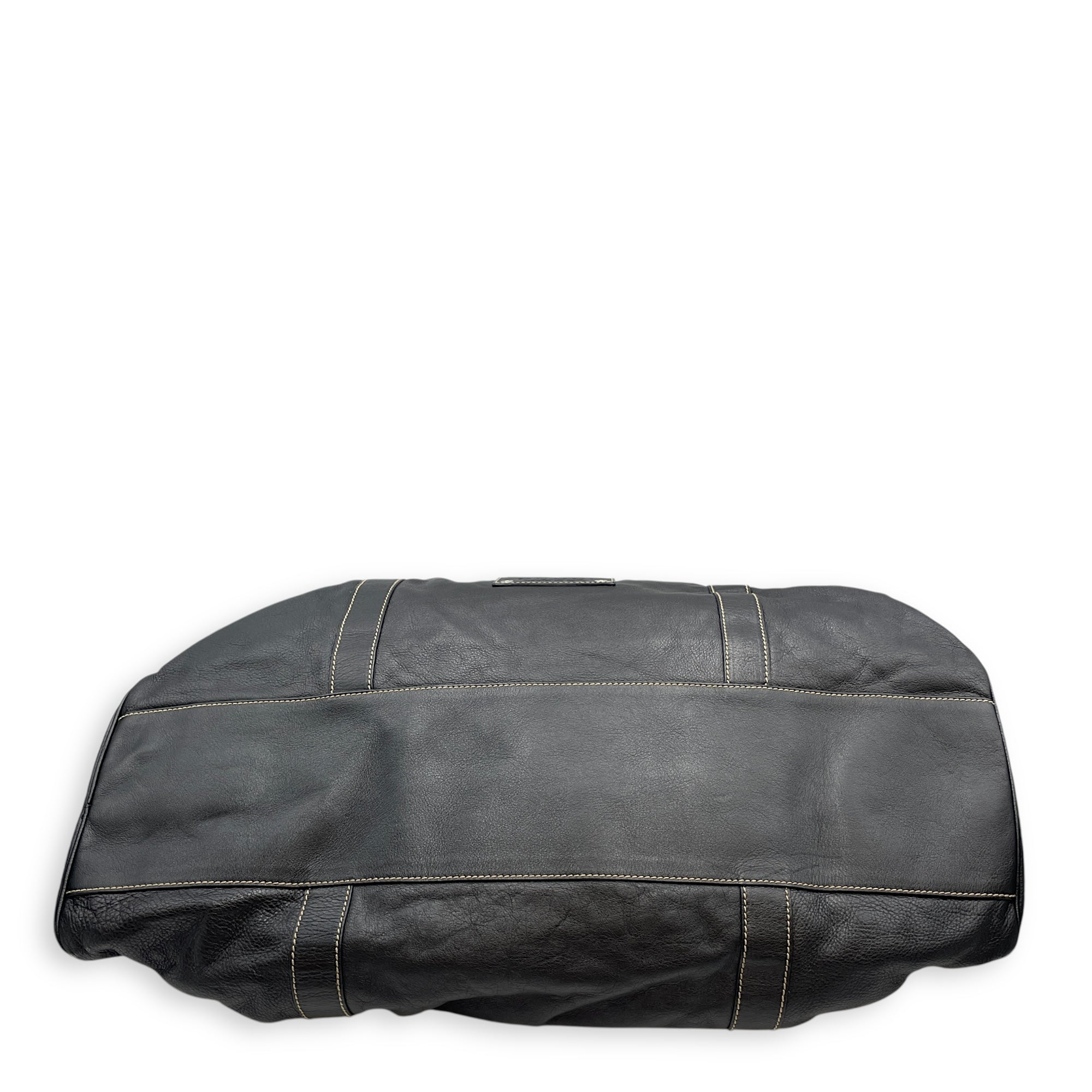 Duffle Black Bag in Calfskin, Silver hardware