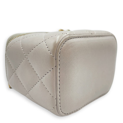 CC Mini Grey Vanity Bag in Lambskin, Gold hardware
