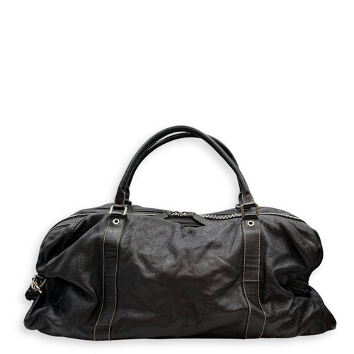 Duffle Black Bag in Calfskin, Silver hardware