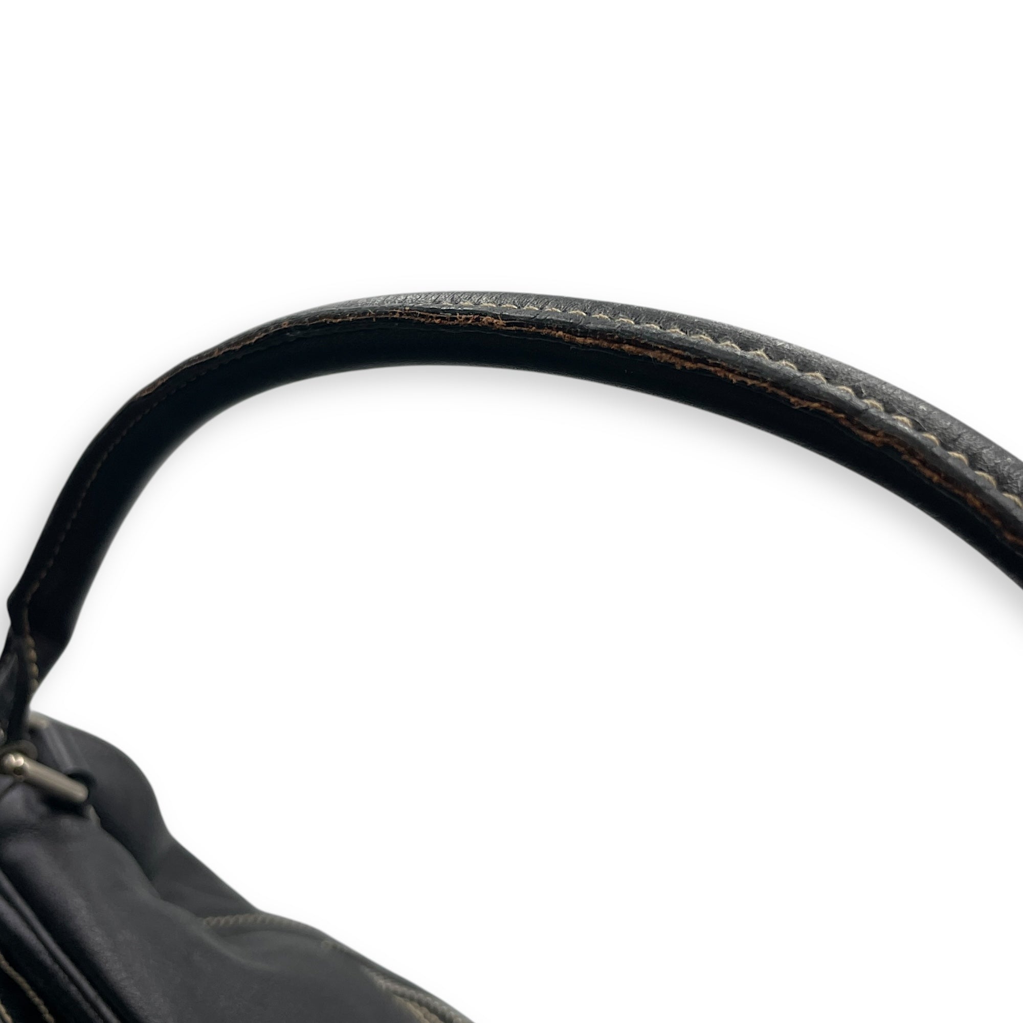 Duffle Black Bag in Calfskin, Silver hardware