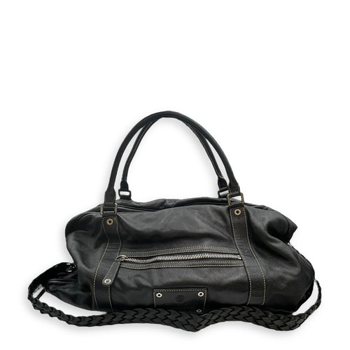 Duffle Black Bag in Calfskin, Silver hardware