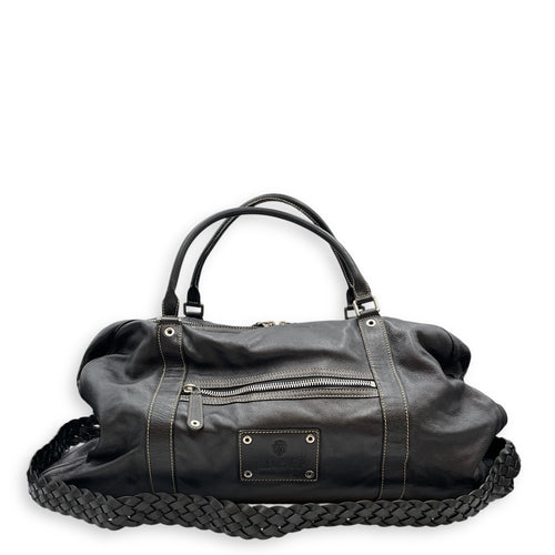 Duffle Black Bag in Calfskin, Silver hardware