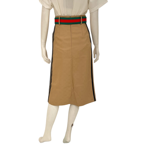 GG x Adidas Jacquard Belt Mid-Length Skirt 38 Brown Ready-To-Wear in Polyester, Gold hardware