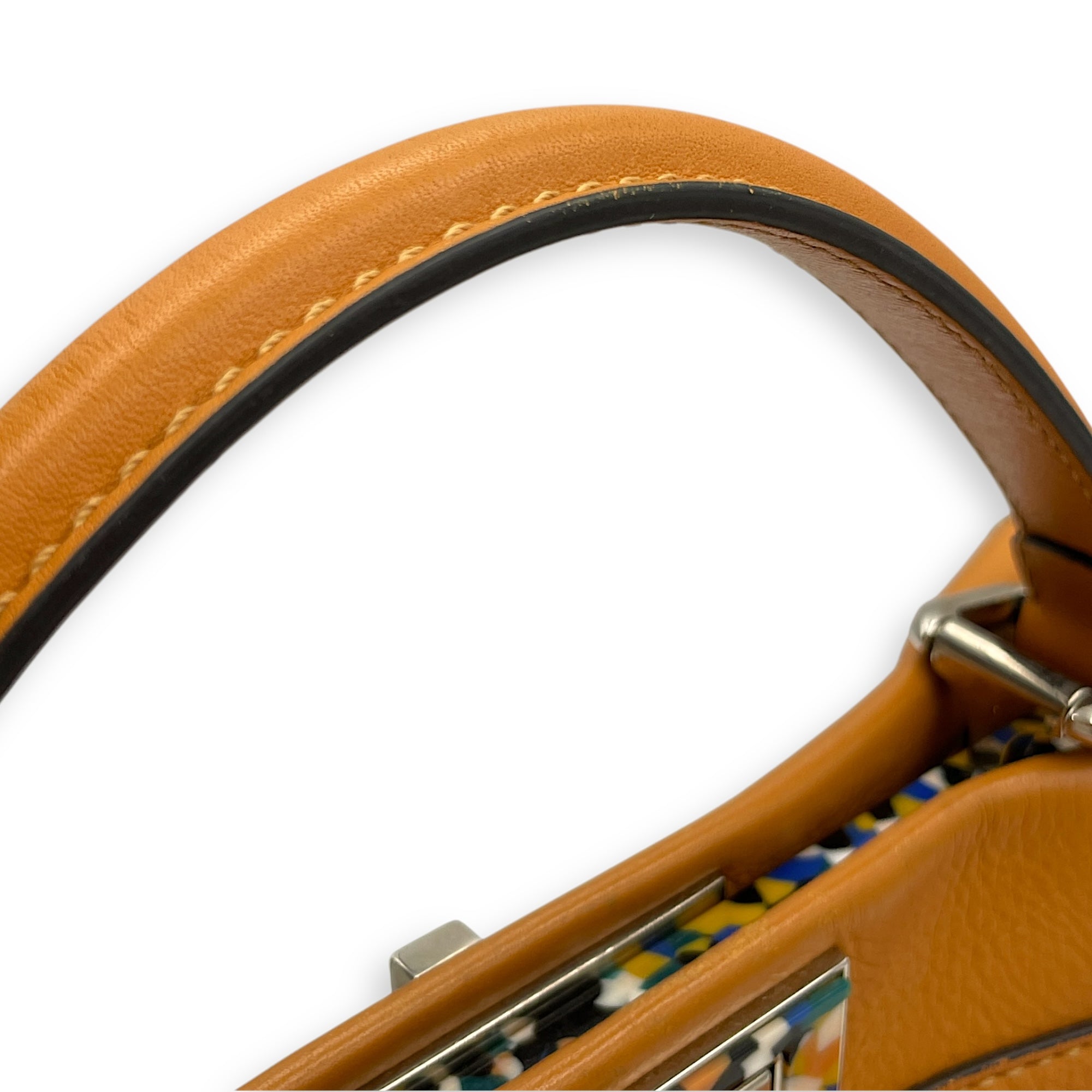 Peekaboo Medium Yellow Shoulder Bag in Calfskin, Silver hardware