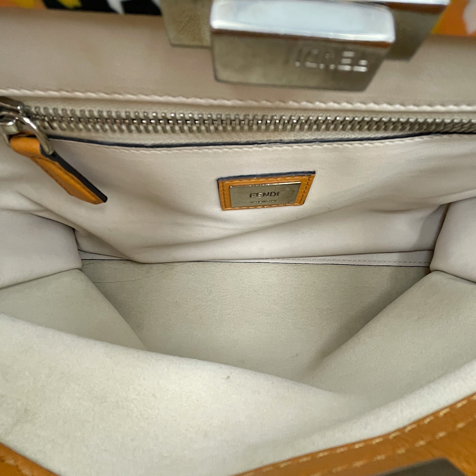 Peekaboo Medium Yellow Shoulder Bag in Calfskin, Silver hardware