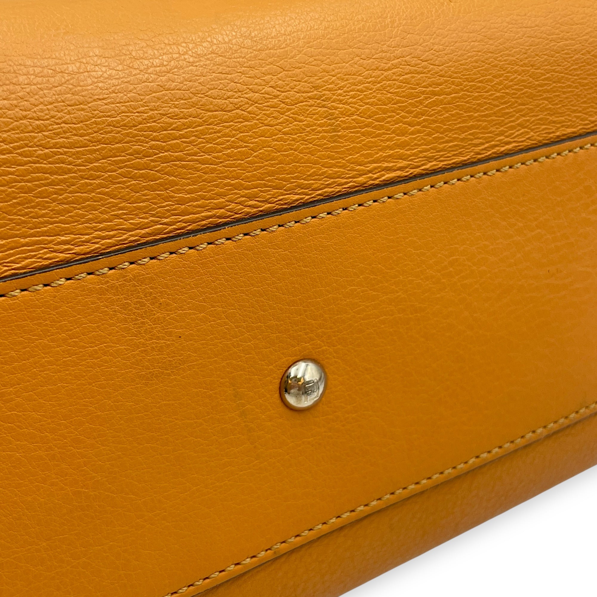 Peekaboo Medium Yellow Shoulder Bag in Calfskin, Silver hardware