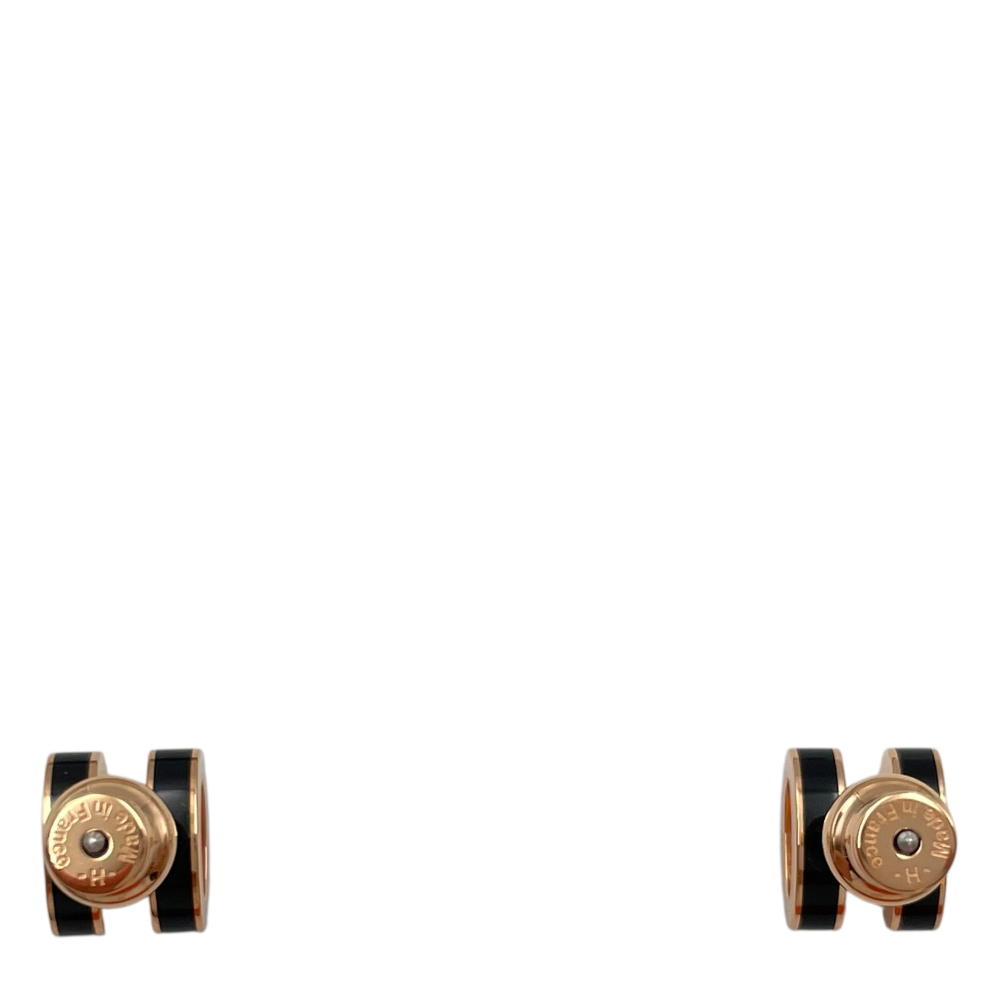 Pop H Mini Black Earrings, Rose Gold hardware