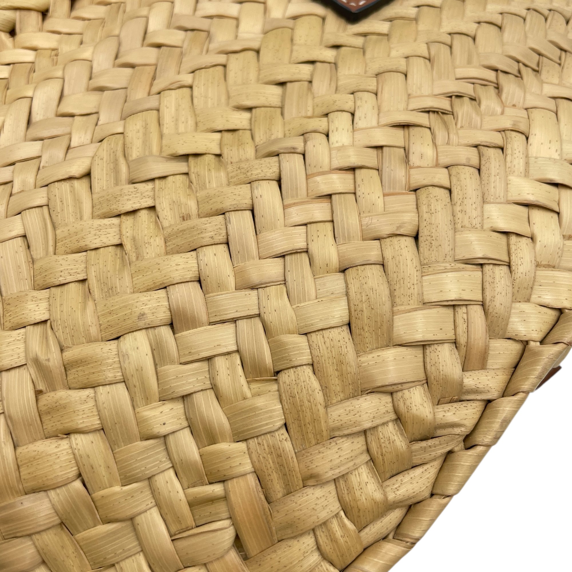 Basket Brown Top Handle Bag in Rattan, Silver hardware