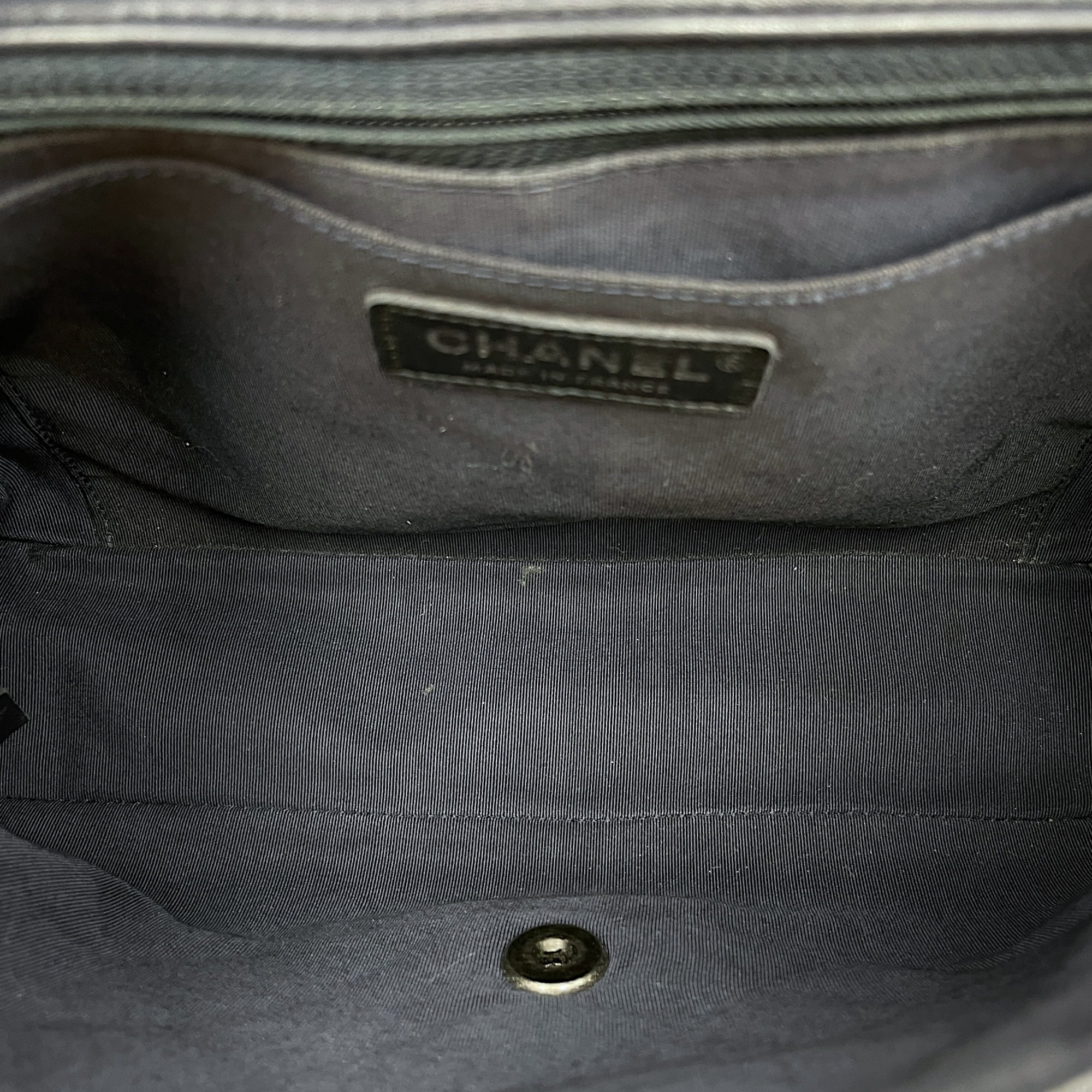 Tyrolean Paris Salzburg Single Large Black/Blue Flap Bag in Lambskin, Silver hardware