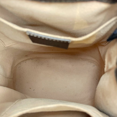 Ophidia Small Brown Bucket Bag in Canvas, Gold hardware