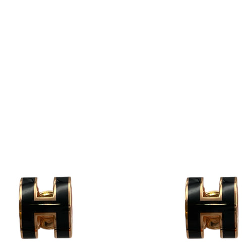 Pop H Mini Black Earrings, Rose Gold hardware