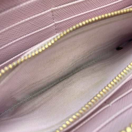 Zippy Long Pale Pink Wallet in Saffiano Leather, Gold hardware