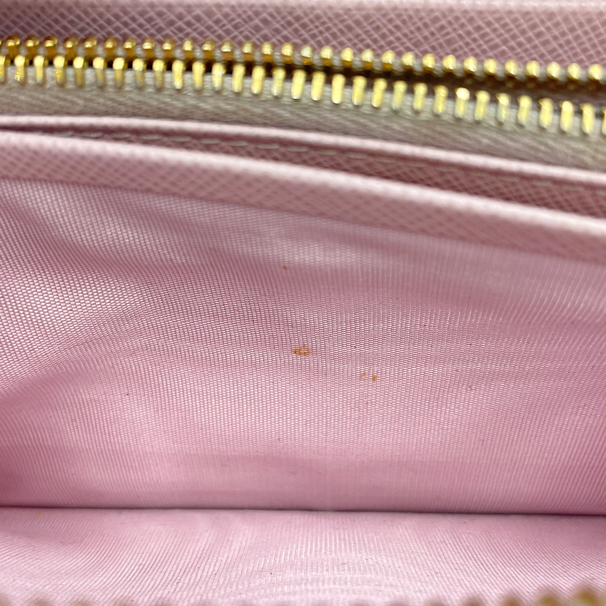 Zippy Long Pale Pink Wallet in Saffiano Leather, Gold hardware