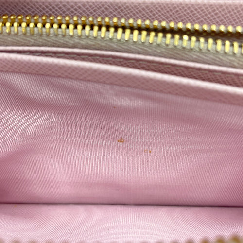 Zippy Long Pale Pink Wallet in Saffiano Leather, Gold hardware