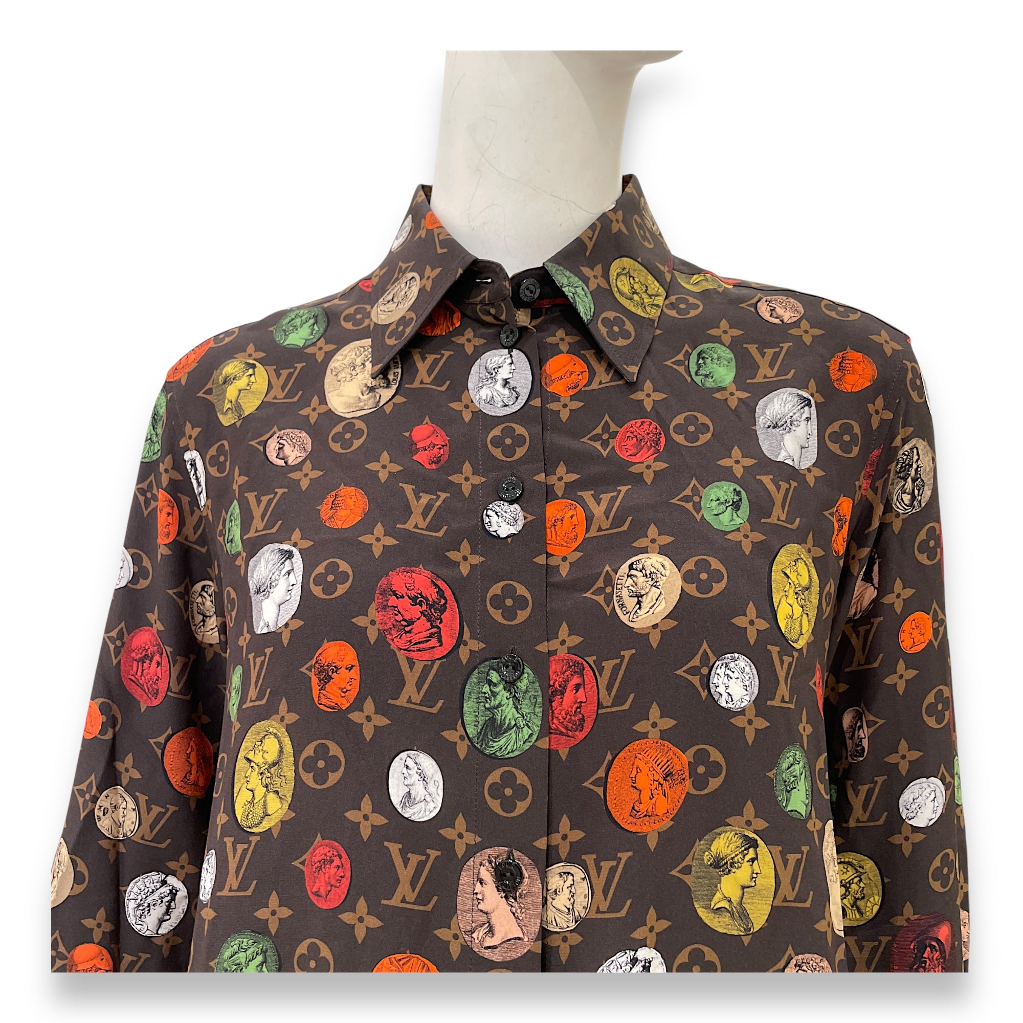 Fornasetti Silk Shirt 36 Brown Ready-To-Wear