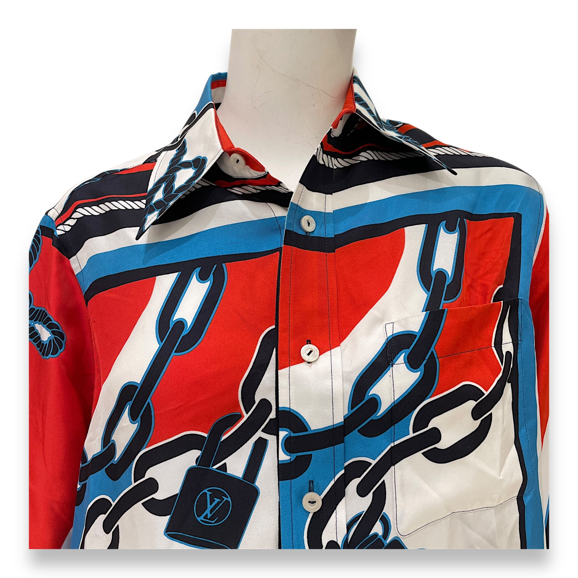 Lock & Chain Printed Shirt 34 Multi-Colour Ready-To-Wear in Silk