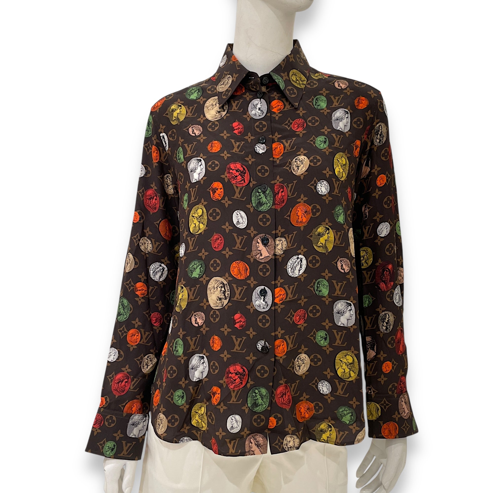 Fornasetti Silk Shirt 36 Brown Ready-To-Wear