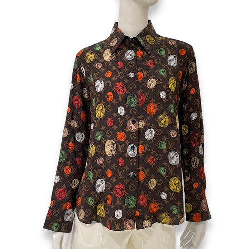 Fornasetti Silk Shirt 36 Brown Ready-To-Wear