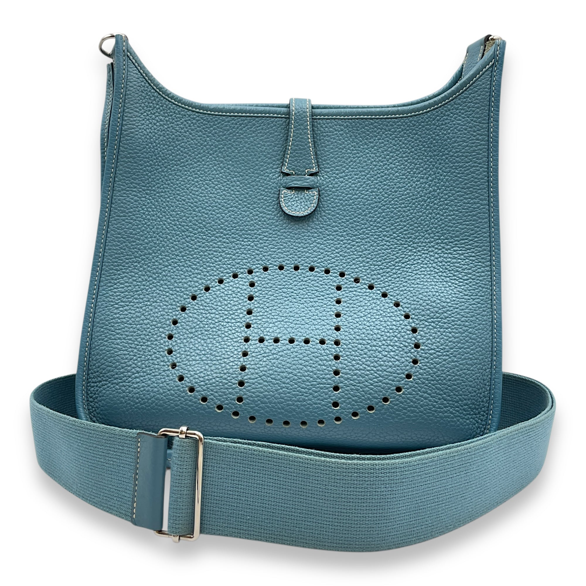 Evelyne III PM Blue Jean in Clemence, Palladium hardware