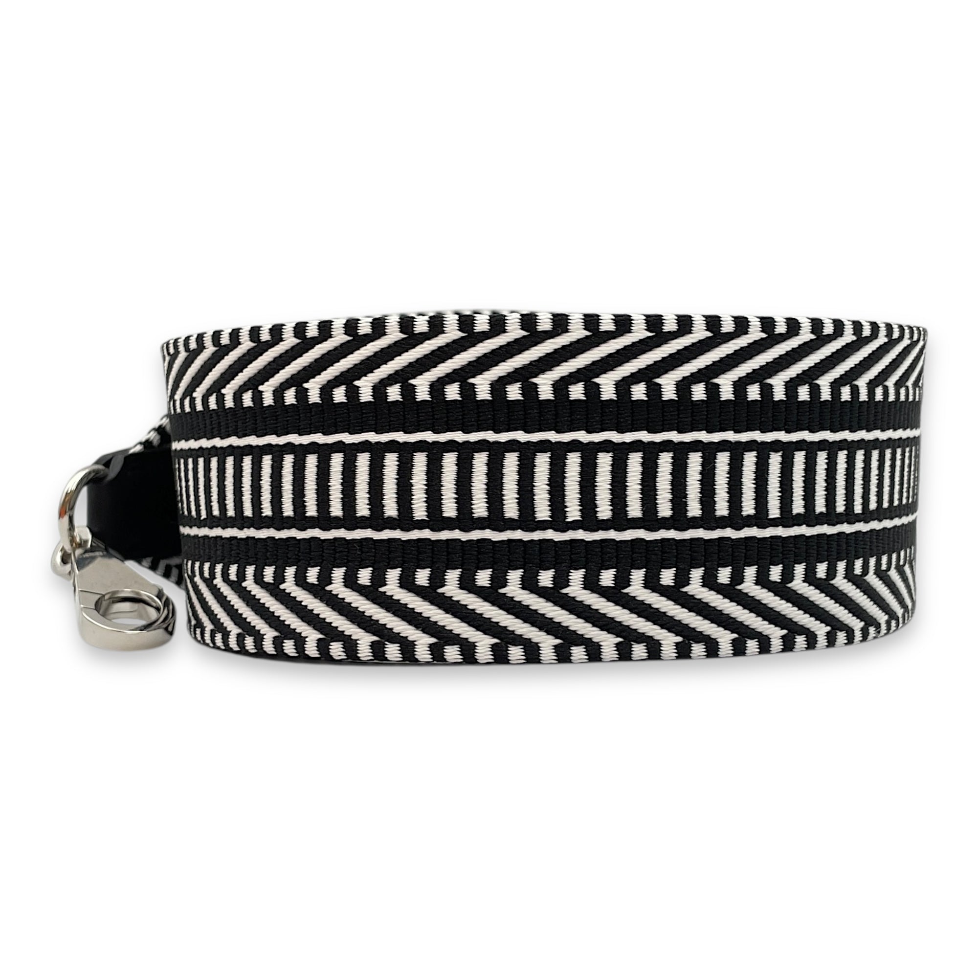 Sangle Cavale 50mm x 105cm Black Strap in Swift, Palladium hardware