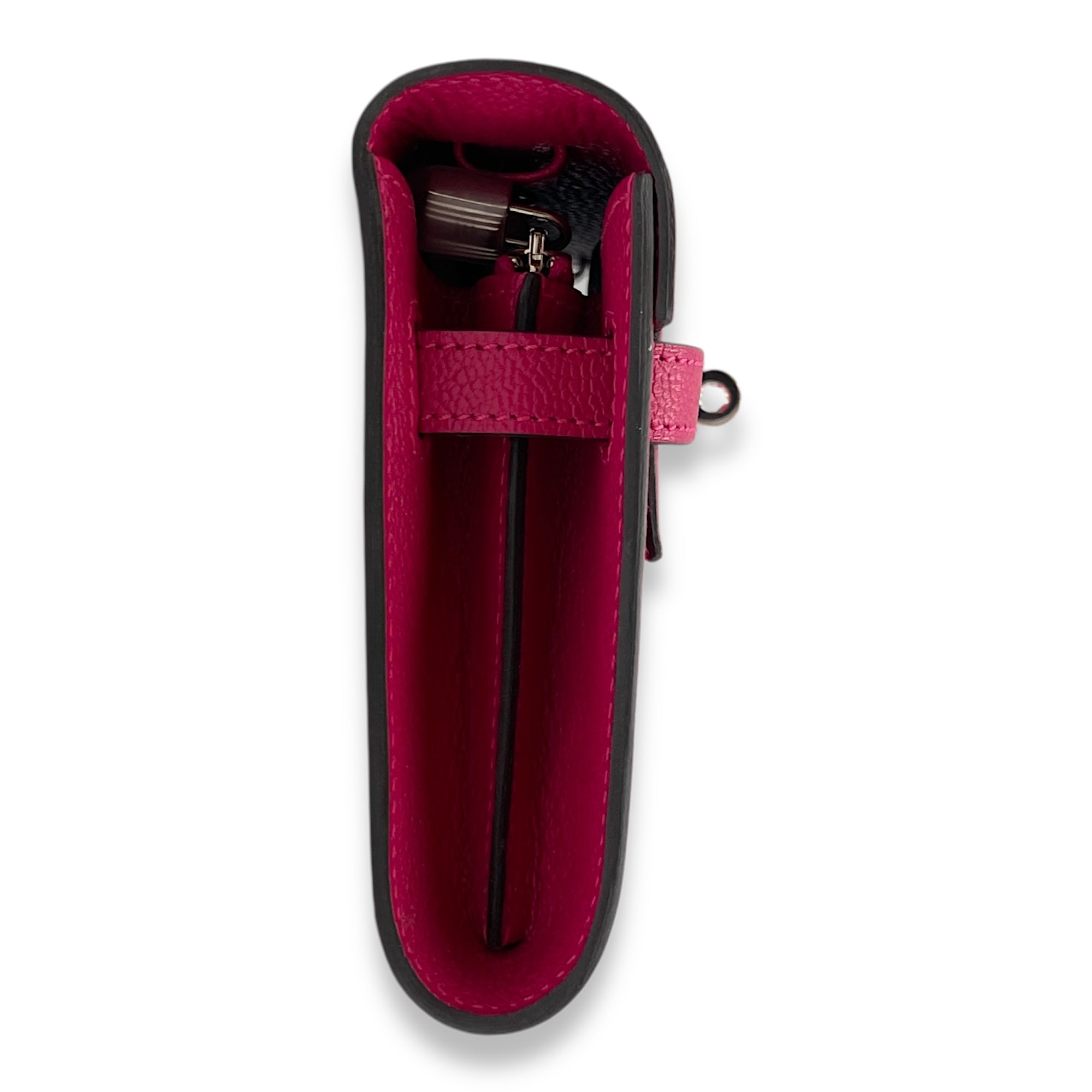 Kelly To Go Rose Mexico Crossbody Bag in Chevre Mysore, Palladium hardware