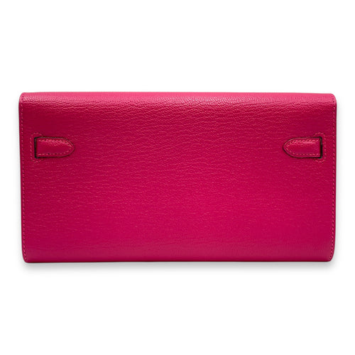 Kelly To Go Rose Mexico Crossbody Bag in Chevre Mysore, Palladium hardware