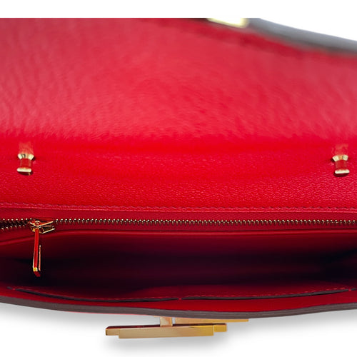 Cinhetic to Go Rouge De Coeur Crossbody Bag in Chevre Mysore, Permabrass hardware