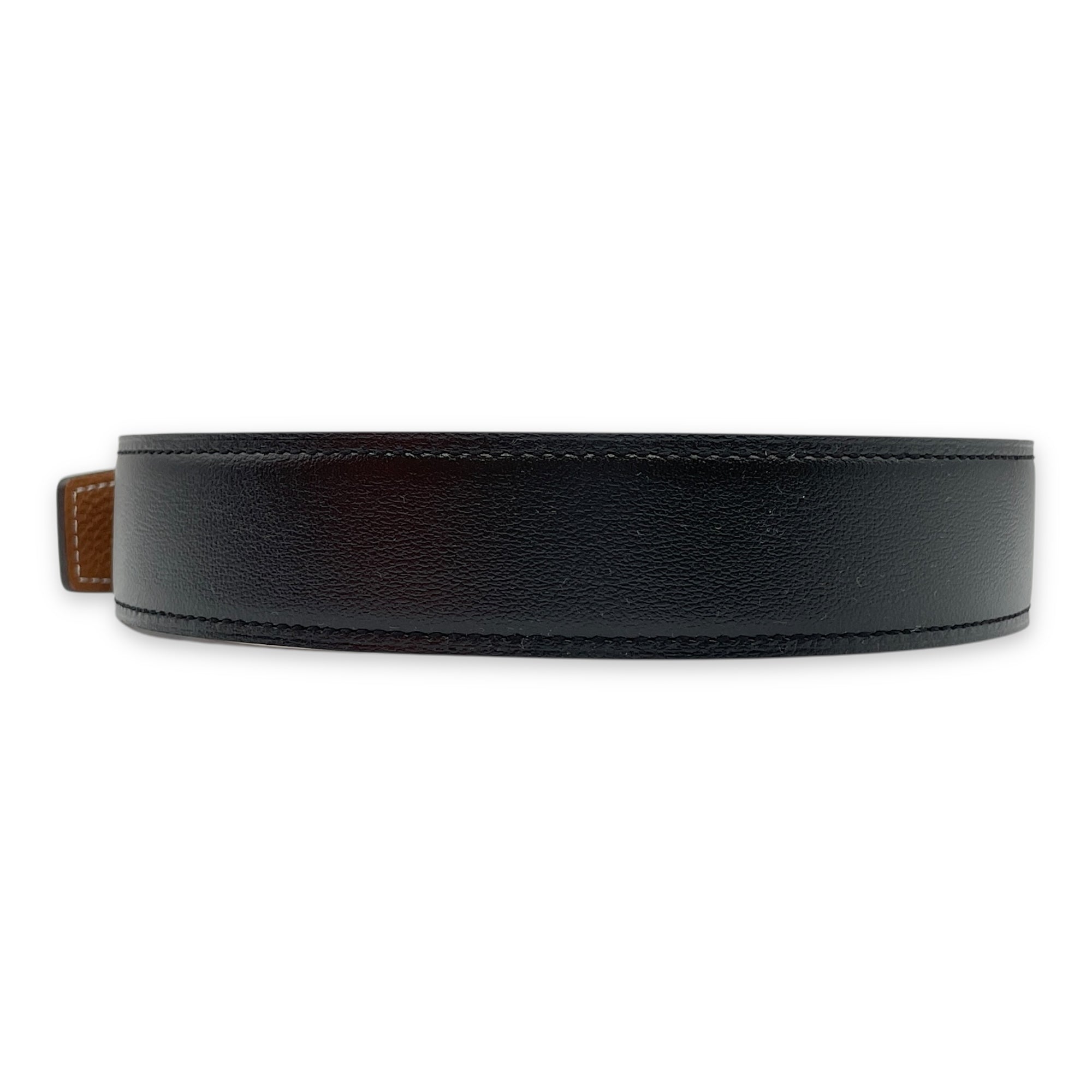 H Au Carre 32mm x 90cm Black/Gold Belt Kit in Box/Togo, Palladium hardware