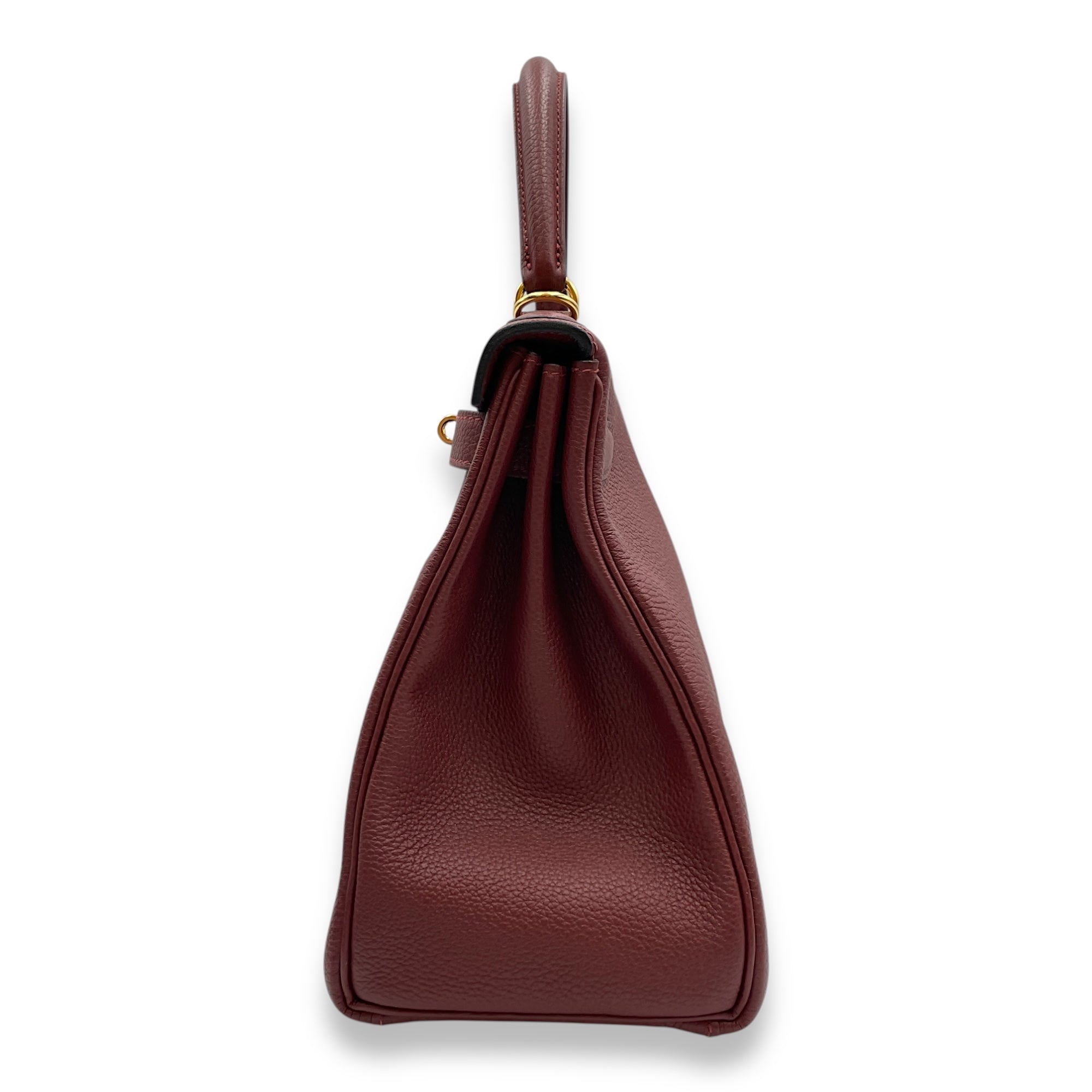 Kelly 28 Rouge H in Togo, Gold hardware