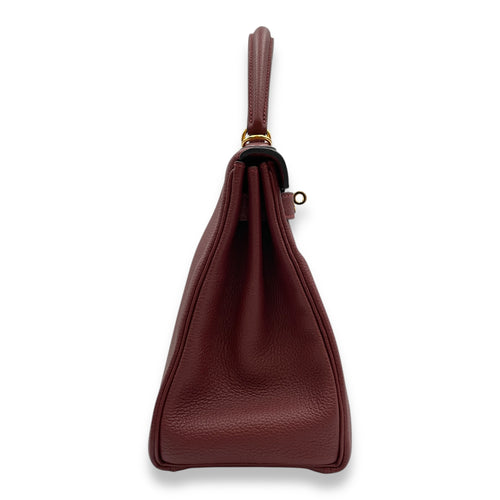 Kelly 28 Rouge H in Togo, Gold hardware