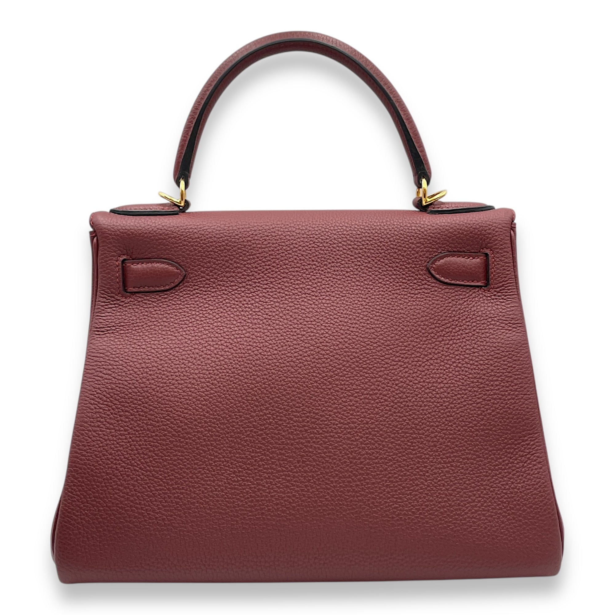Kelly 28 Rouge H in Togo, Gold hardware