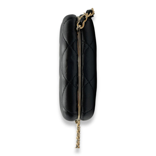 Quilted Compact  Black Vanity Bag in Lambskin Gold hardware CL2509-15463 4