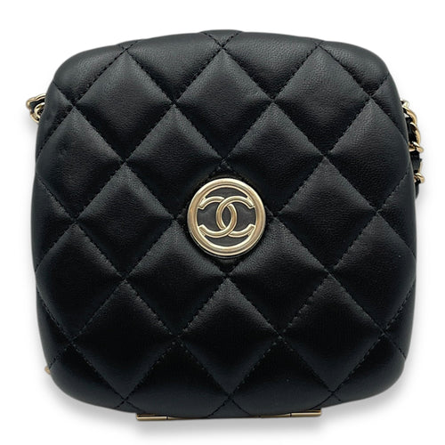 Quilted Compact  Black Vanity Bag in Lambskin Gold hardware CL2509-15463 1