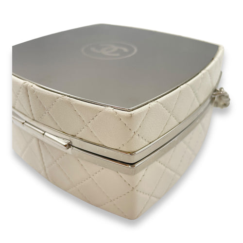 Plexiglass Beauty Box Silver Hardware Vanity Bag in Goat Leather