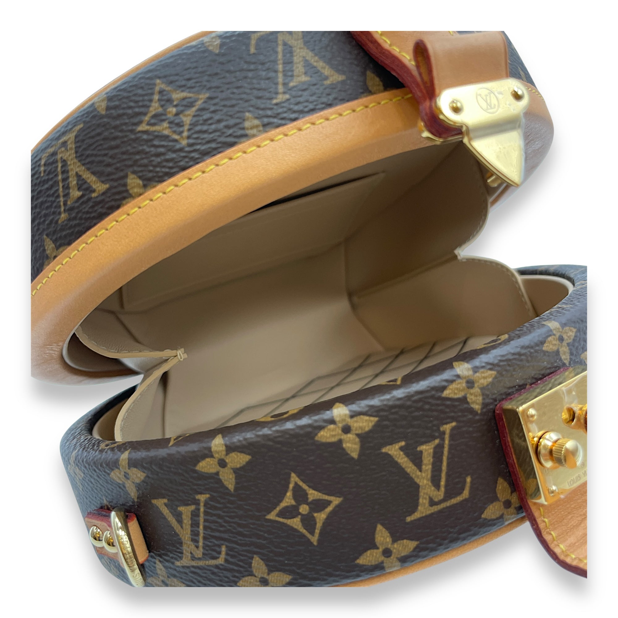 Petite Boite Chapeau Brown Monogram Crossbody Bag in Canvas, Gold hardware