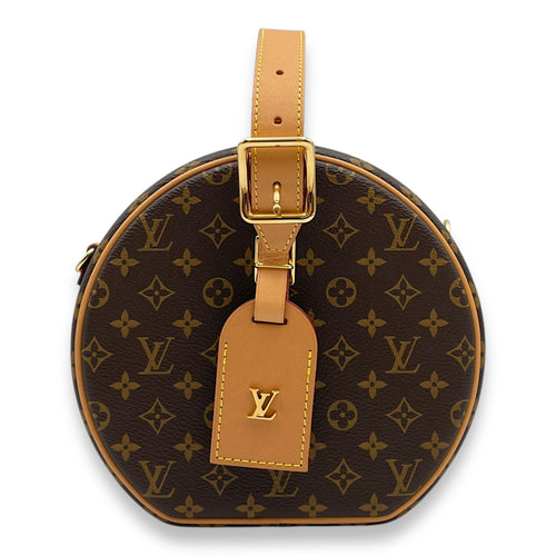 Petite Boite Chapeau Brown Monogram Crossbody Bag in Canvas, Gold hardware