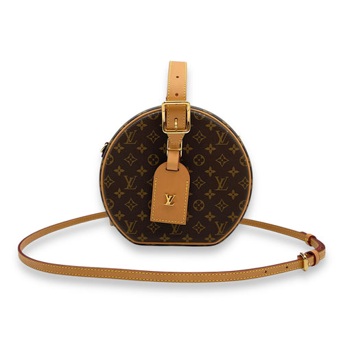 Petite Boite Chapeau Brown Monogram Crossbody Bag in Canvas, Gold hardware