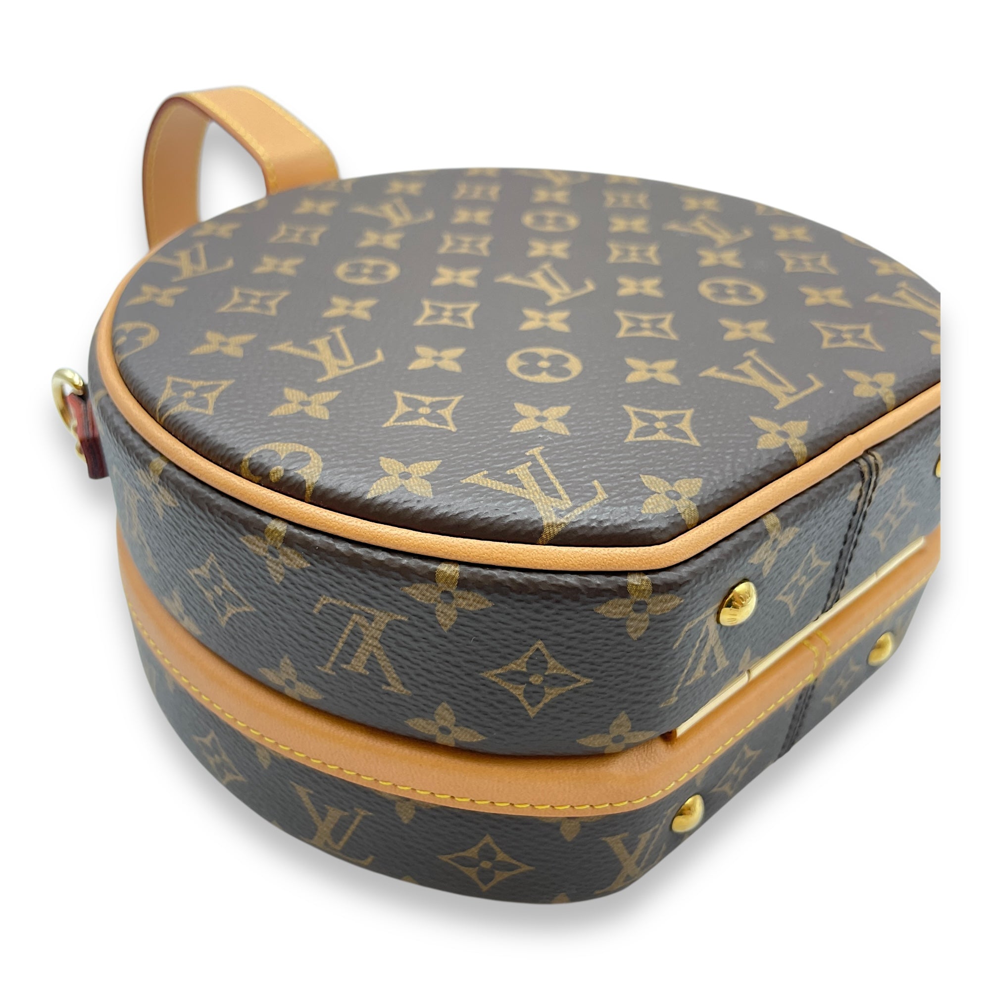 Petite Boite Chapeau Brown Monogram Crossbody Bag in Canvas, Gold hardware